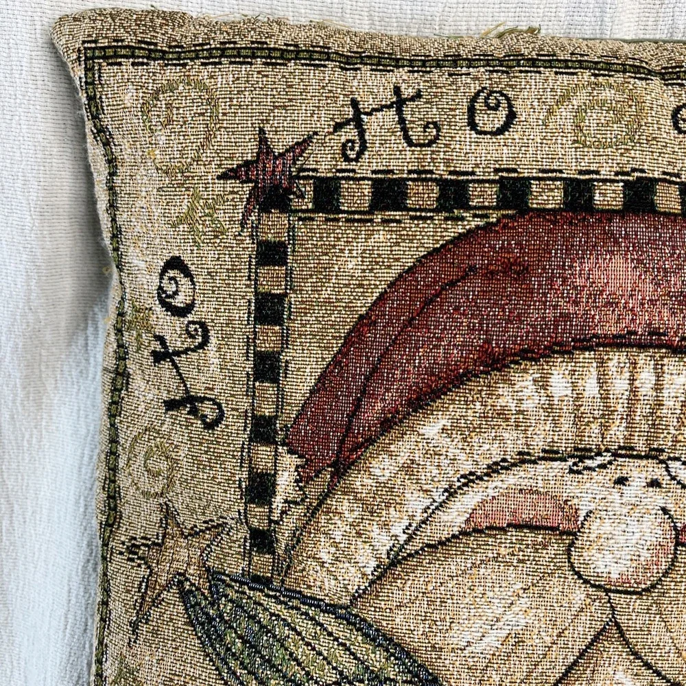 Pat Yuille Christmas 2 Pillows Tapestry Needlepoint Granny Cottage Core Vintage